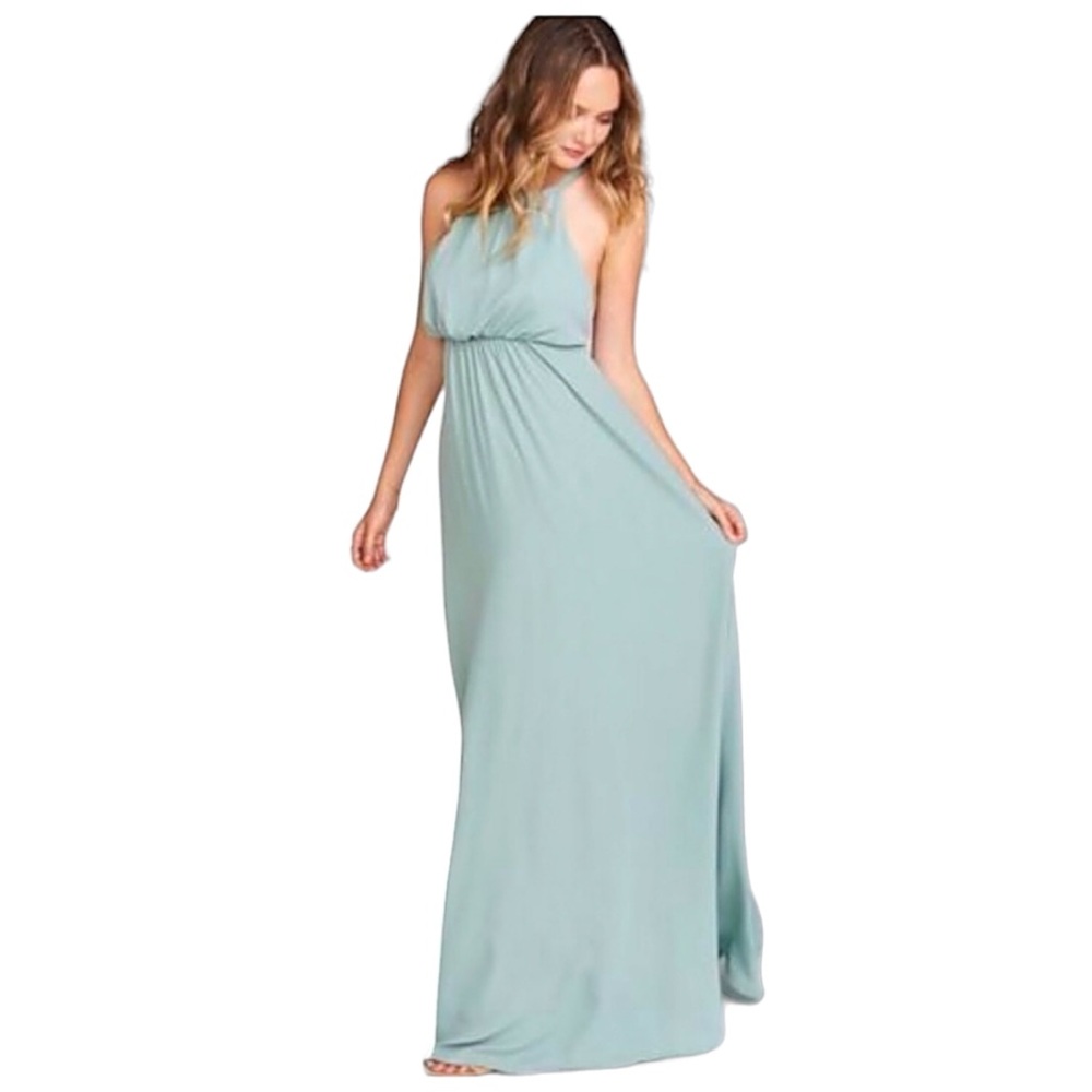Like-new Show Me Your Mumu | Amanda Maxi Dress Bridesmaid Gown Sage Low Back